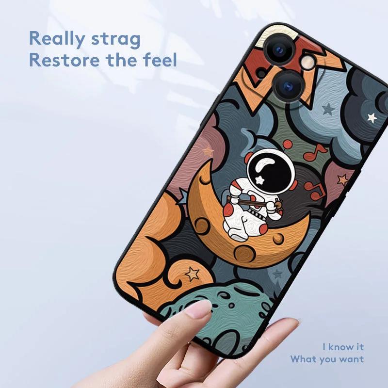 Creative Planet Cartoon Astronaut Square Silicone Phone Case For Samsung Galaxy S23 Ultra S22 Plus S21 FE S20 Note 20 Soft Cover