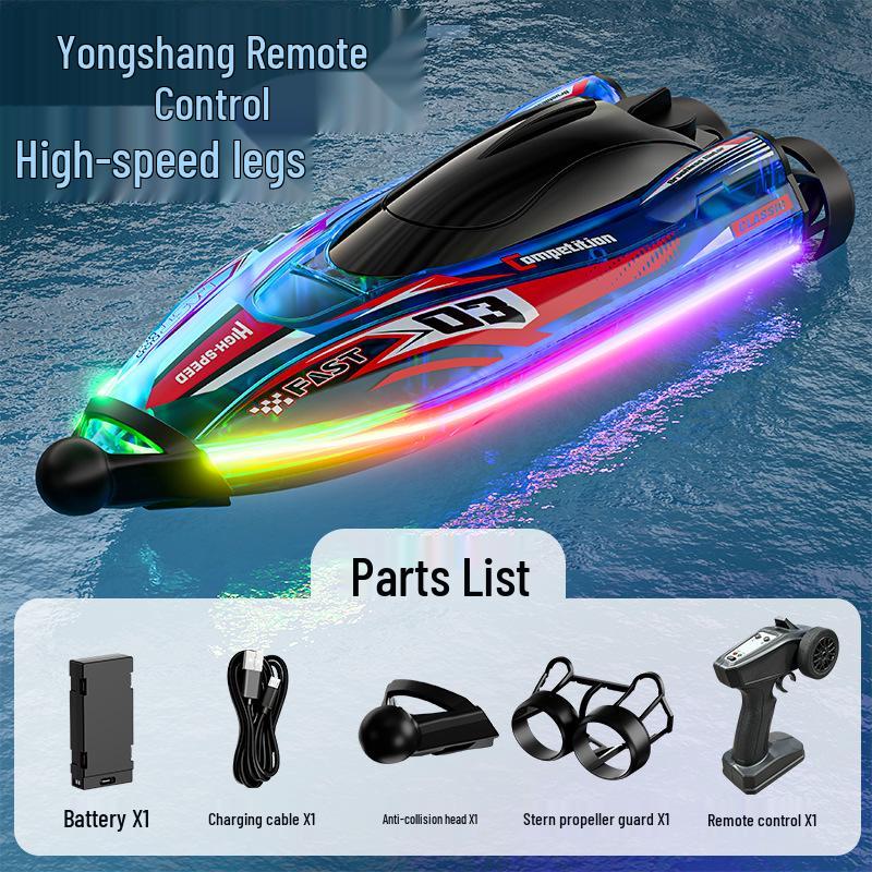 Brushless Dual-Motor RC Boat with Colorful Lights: Collision-Proof, Waterproof, Anti-Tangle Design