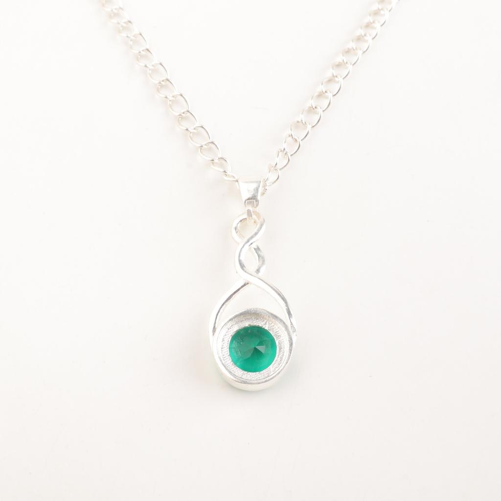 925 Sterling Silver Chrome Diopside Gemstone Pendant May Birthstone Jewelry Gift CP-25-3