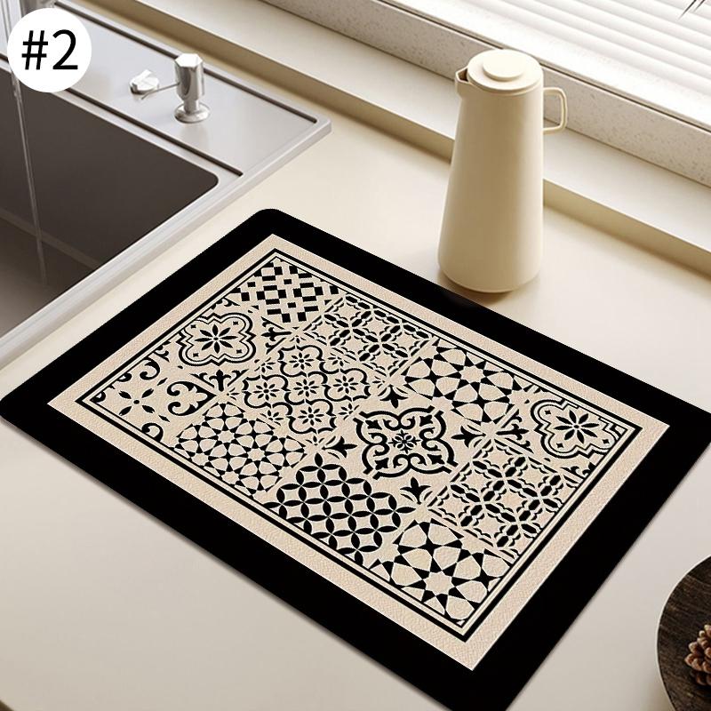 Quick Drying Dish Mat Printed Kitchen Tableware Coffee Draining Pad Dinnerware Cup Bottle Placemat Super Absorbent CoffeeMats