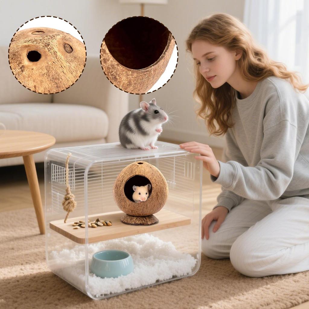 Hamsterhus 5,3 X 4,7 tum Hamsterhem Tuggfast Inhägnad Med Anti-tipp Bas Grotta Habitat För Igelkott Gerbil Kanin Husdjur