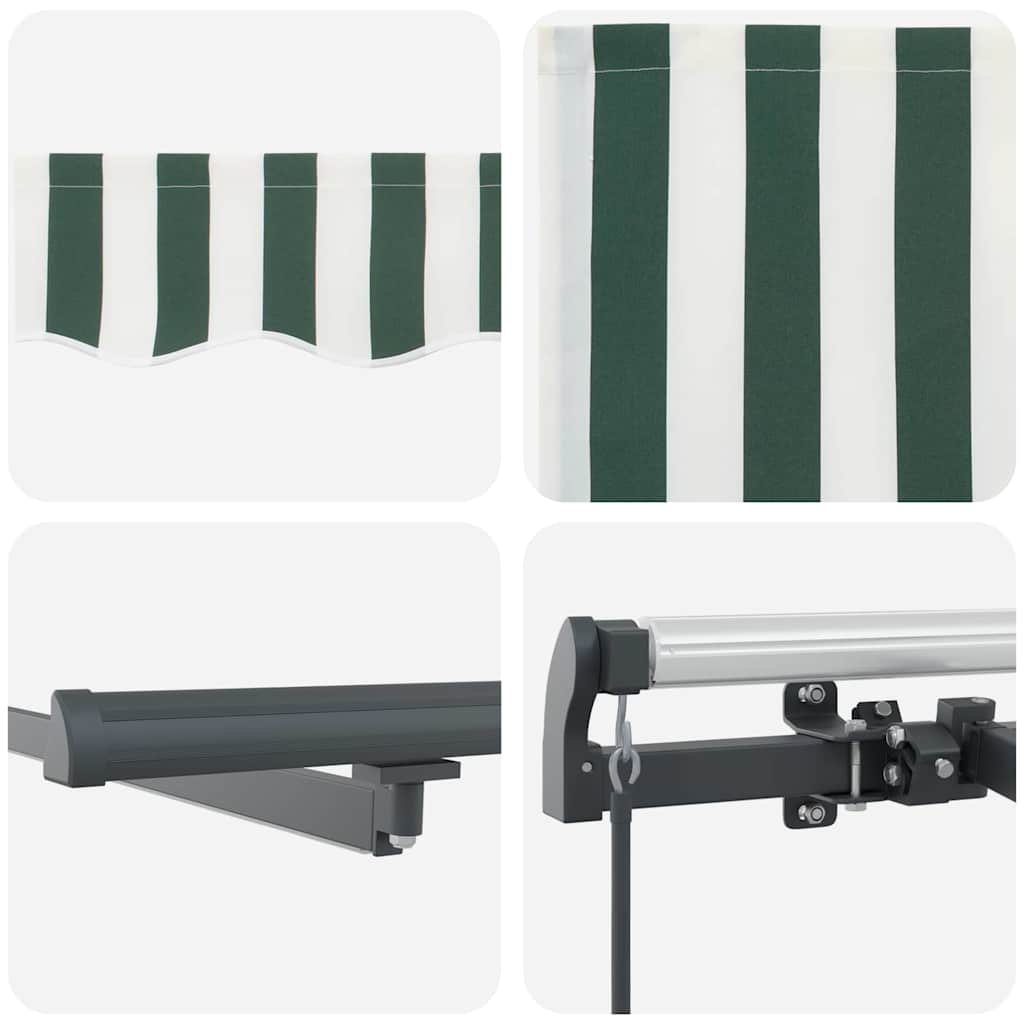 Retractable Awning Green and White 400 X 300 Cm