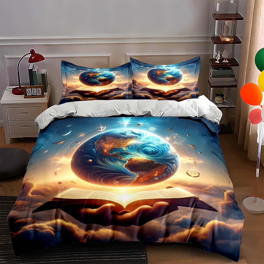 

Glowing earth design. Bedding Duvet cover sets Duvet covers Pillowcases gifts (1 * Duvet Cover 2 * Pillowcases, without duvet insert) 135x200cm