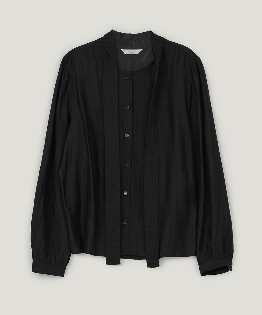 TWEE Birkin Wrinkle Pintuck Tie Long Sleeve Blouse
