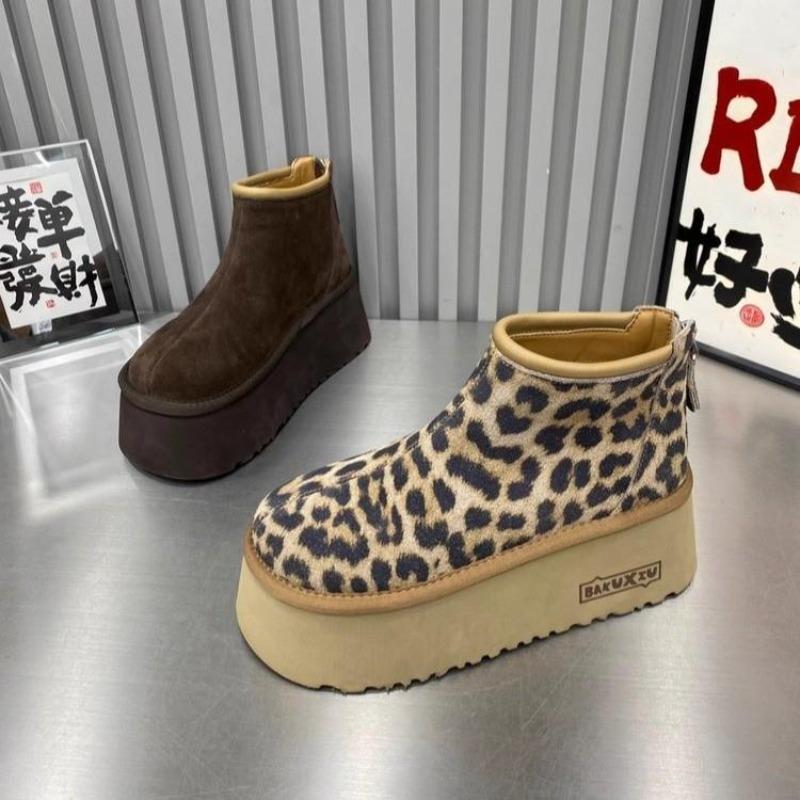 Women's fashion thick sole lightweight winter warm snow boots plush lining non-slip wear casual outdoor sports furry mouth cotton boots