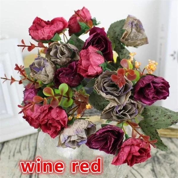 21 Heads Artificial Rose Garden Flower Arrangement Decor Home Decorative Flowers Artificial Silk Rose Artificial Rose Flowers