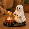 Cozy Home Atmosphere Accessories Halloween Campfire Tealight Holder, Mummy Ghost Scarecrow Resin Candle Holder for Tealights Stand Desk, Fall Harvest