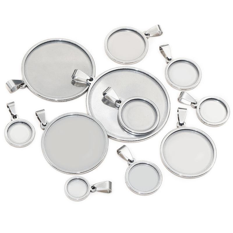 

5pcs 10-40mm Inner Size Thick Stainless Steel Gold Plated Pendant Cabochon Blank Base Setting Charm Tray DIY Jewelry Accessories 10mm