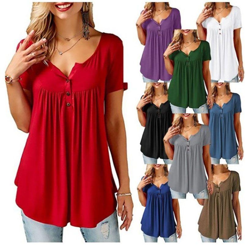 Stilosa Blusa Estiva da Donna a Maniche Corte in Colori Vivaci Taglie Forti Tunica Casual
