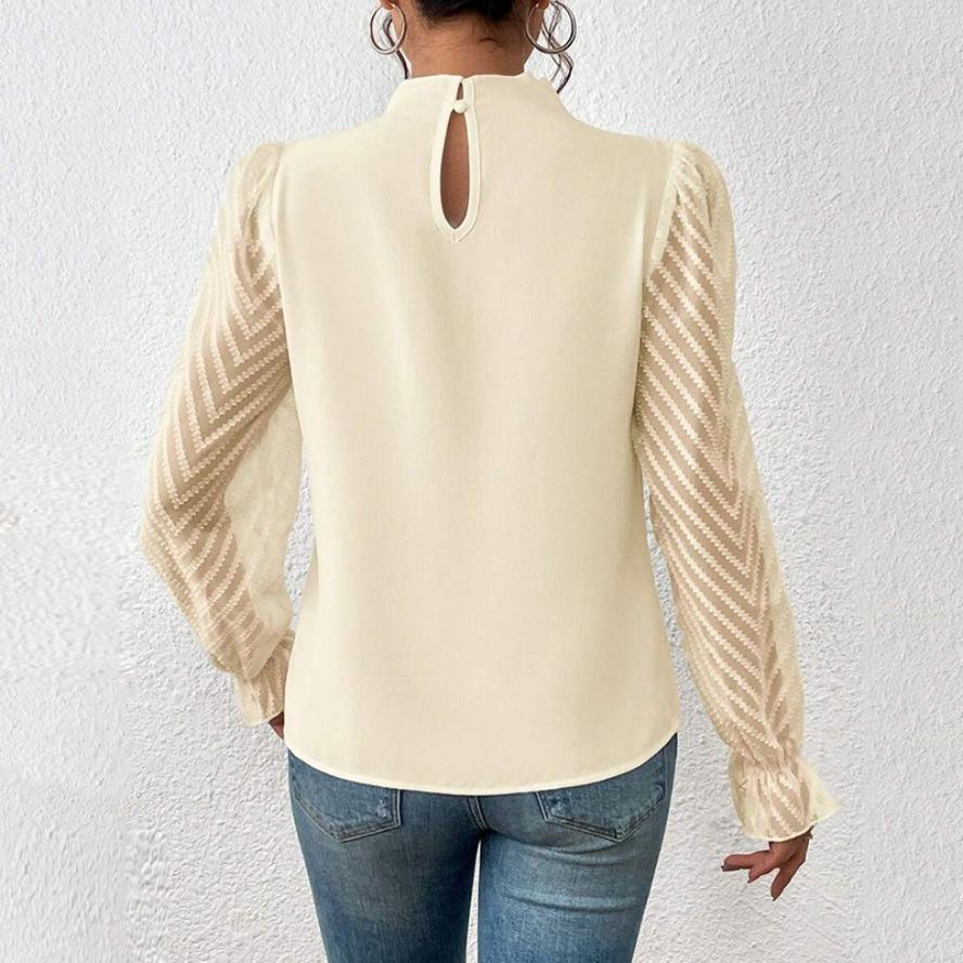 Women's Fashion Casual Spring Autumn Solid Color Print Long Sleeve Half Turtleneck Blouses & Shirts