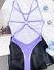 Sexy Women's Swimwear Solid Color Cutout One-Piece Swimsuit Bikini Beachwear Bathing Suits