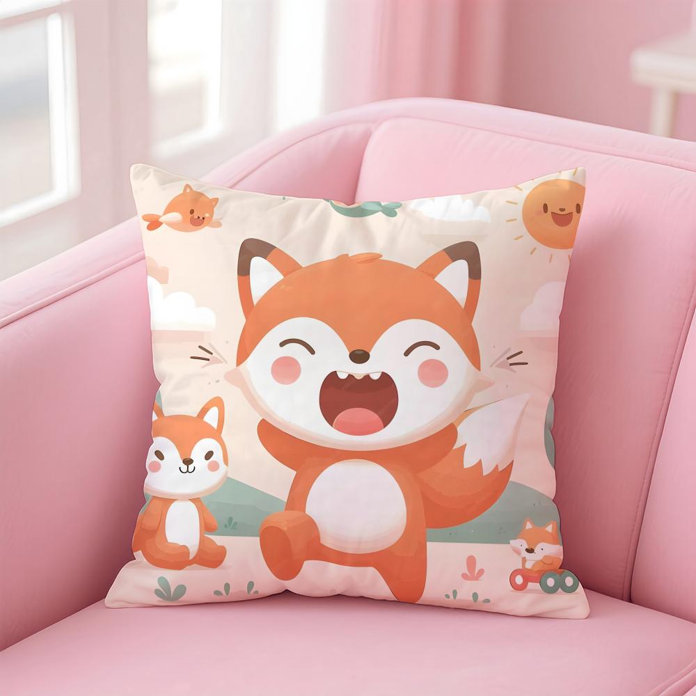 cute animal FFlat Foxes Cushion Cover Pillowcase Short Plush Invisible zipper Room Sofa Cushion Cover