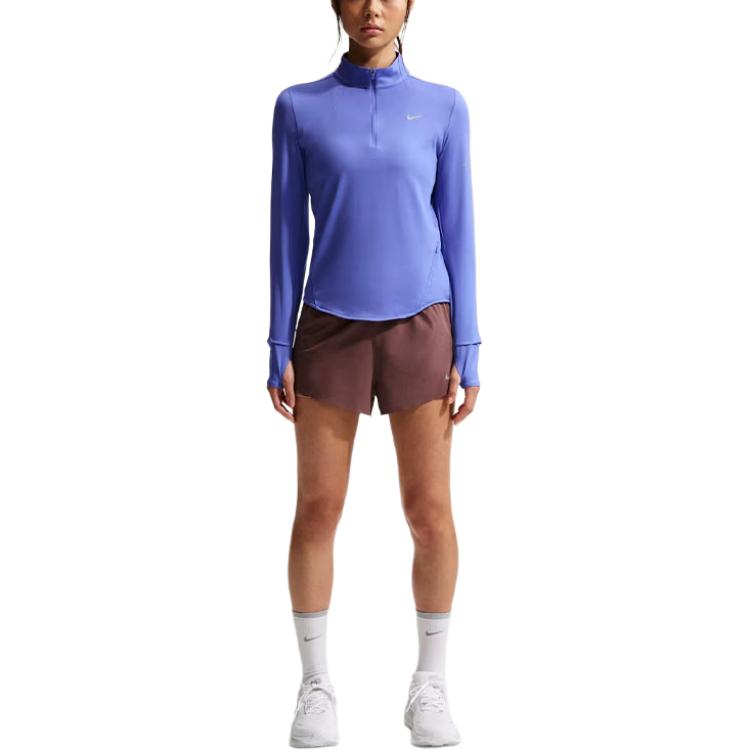 Nike Logo Half-Zip UV Protection Long Sleeve Running T-Shirt Women Tops HQ0500-570