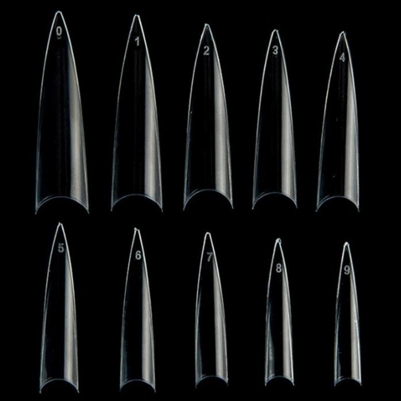 600 Stück Stiletto-Fingernägel zum Aufpressen Acrylnagel Französische Halb-Abdeckung Gel-Spitzen Falsche Spitzen Maniküre-Zubehör DIY-Verlängerungswerkzeuge