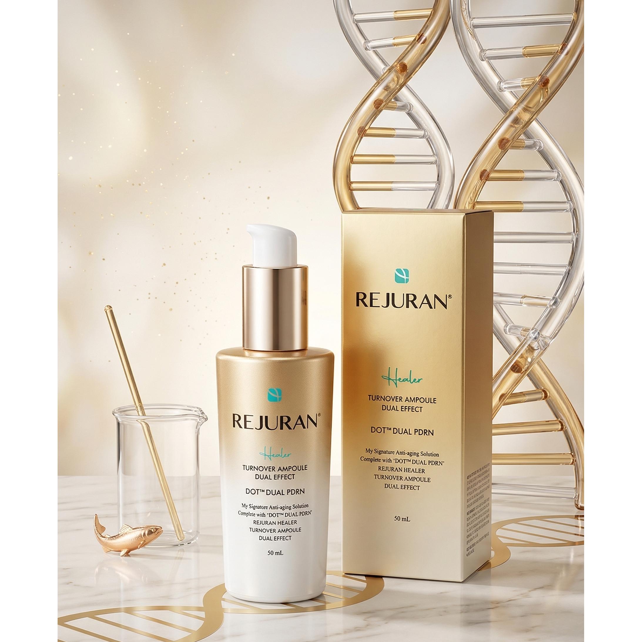 REJURAN Dual Effect Ampoule 30ml Salmon DNA Face Serum for Deep Rejuvenation, Wrinkle Care, Firming, Skin Elasticity with Visible Anti-Aging Results. REJURAN Ampoule 30ml