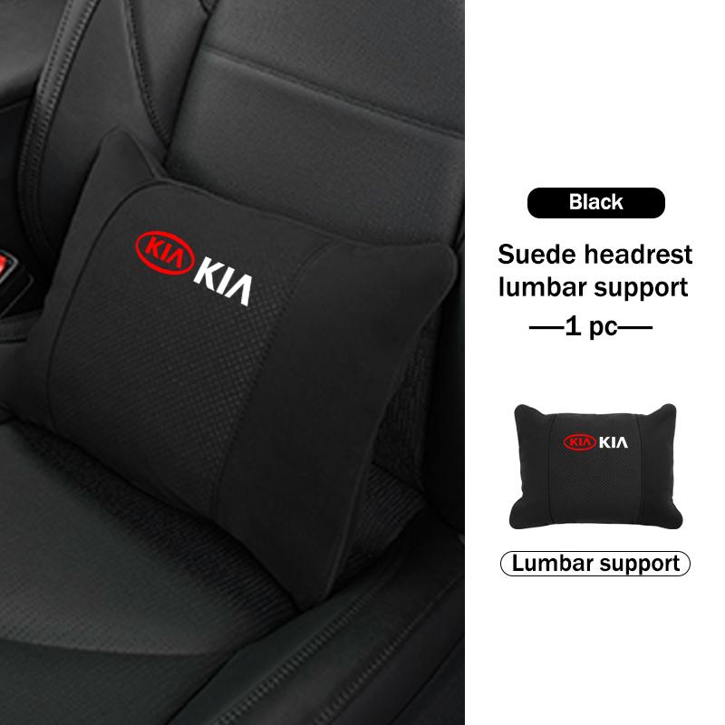 BBEI1 Car Styling Soft Suede Headrest Neck Support Seat Breathable Waist Pad Pillow Mat For KIA Cerato Proceed Venga Stonic Picanto