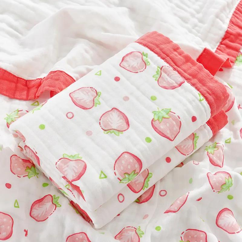 Cartoon Baby Blankets Summer Newborn 6 Layers Thicken Soft Cotton Muslin Swaddle Wrap Stuff Infant Boys Girls Blanket 110*110CM
