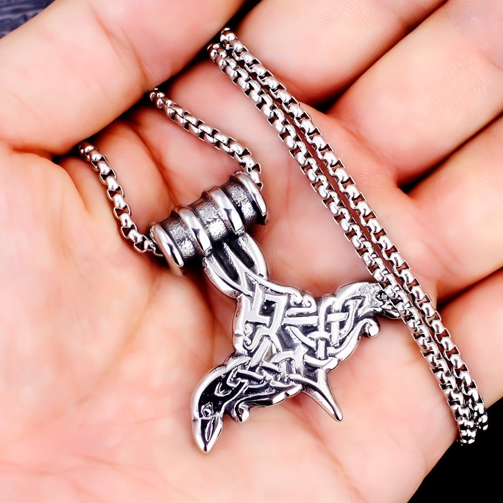 

Модний жіночий ретро хіп-хоп трендовий кулон Молоток Тора 50CM(Necklace Size) срібний