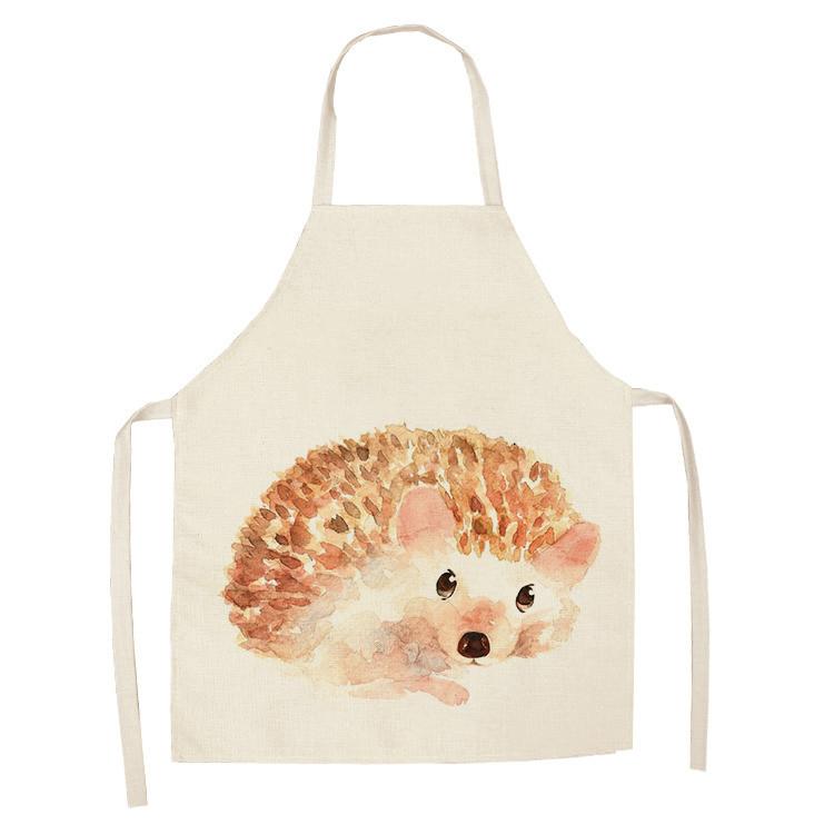 

Кухонный фартук с принтом ежа из мультфильма, хлопковый и льняной фартук без рукавов для мужчин и женщин, инструменты для бытовой уборки 47x38cm