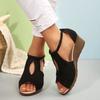 Fashion 2025 New Women's Shoes Buckle Strap Women's Sandals Fashion Cover Heel Casual Sandal Swomen Summer Plus Size Solid Wedge Sandals
