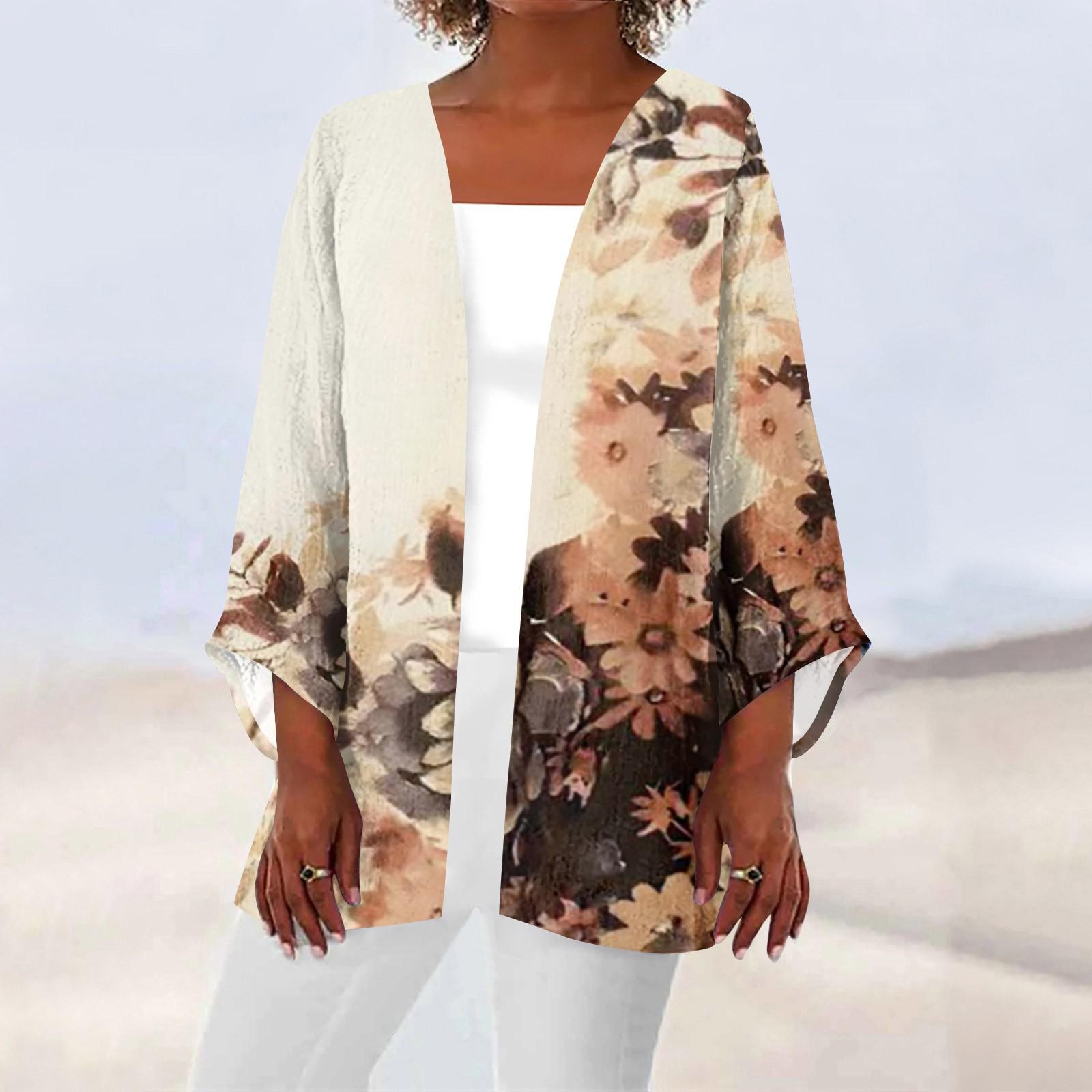 

Женская повседневная модная легкая куртка средней длины с принтом в стиле ретро, ​​кардиган XL