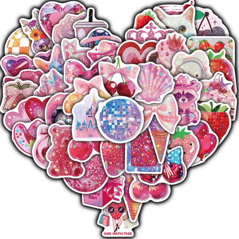 

50PCS Rose Pink Sticker Skateboard Landscape Creative Fun for DIY Laptop Luggage Coffee Waterproof Harajuku Painting Sticker