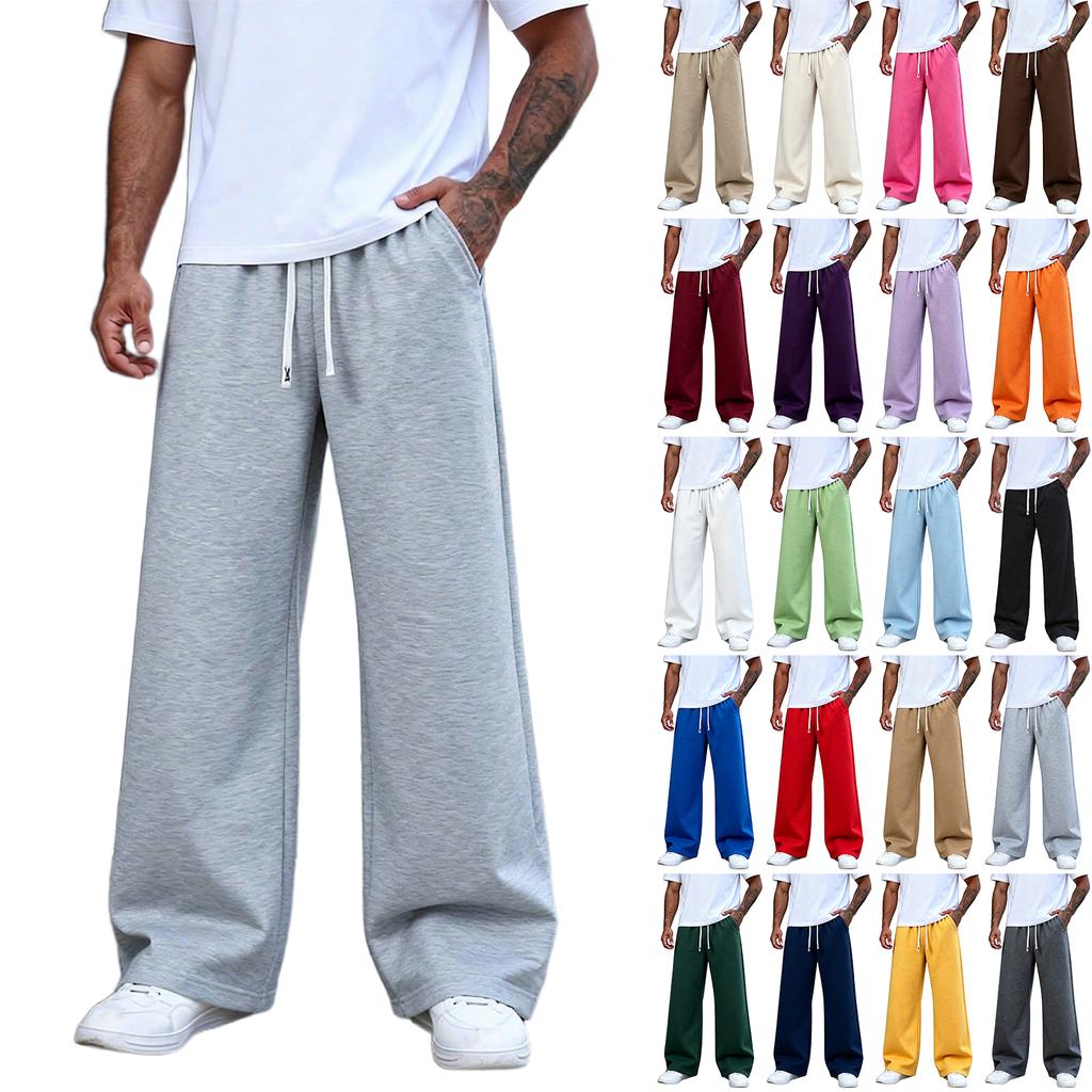 Pantalon de survêtement décontracté à jambe droite de couleur pour homme