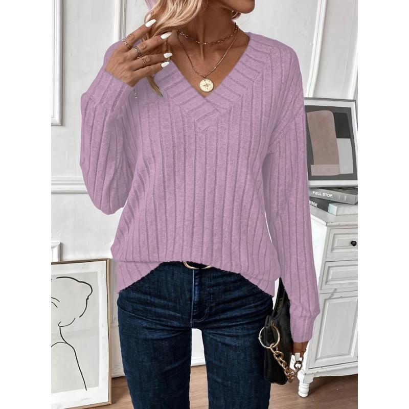 DAFIFY Damenmode, lässig, Frühling und Herbst, einfarbig, langärmelig, V-Ausschnitt, Blusen und Hemden