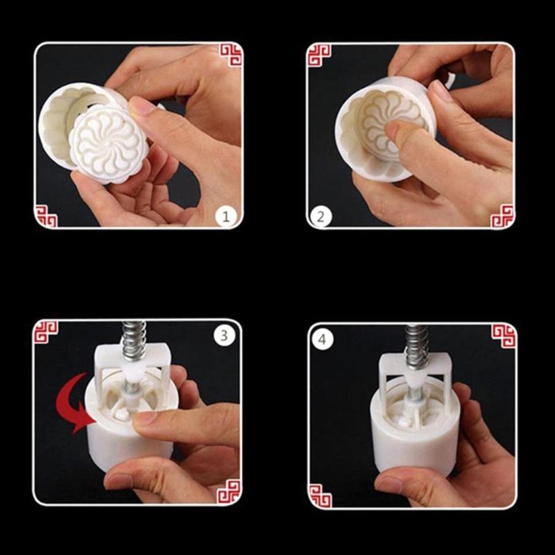 125g Cute Flower Shape Pastry Moulds Mooncake Mold Mooncake Mould Hand Pressure Tool Plastic Material Baking Accessories