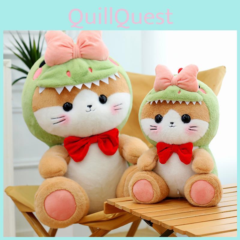 Cute Brown Dinosaur Cat Plush Toy Factory Wholesale Butterfly Cat Doll Stuffed Animal 35cm 55cm 65cm
