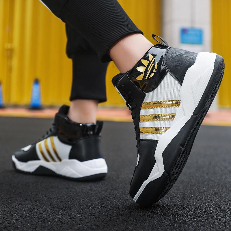 

Men s shoes spring and summer high-top mesh breathable sneakers fashionable black casual versatile student men s basketball sneakers 39