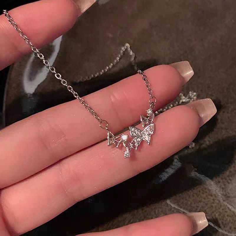 Titanium Steel Tassel Pearl Necklace with Zircon - Women's Luxury Clavicle Chain