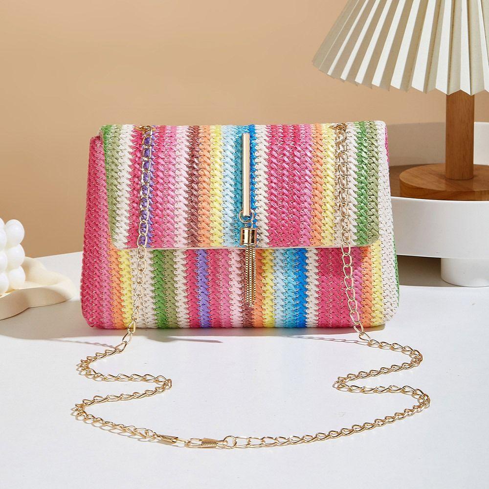 Portable Straw Shoulder Bag Ethnic Style Clutch Bag Fashion Mobile Phone Pouch  Outdoor