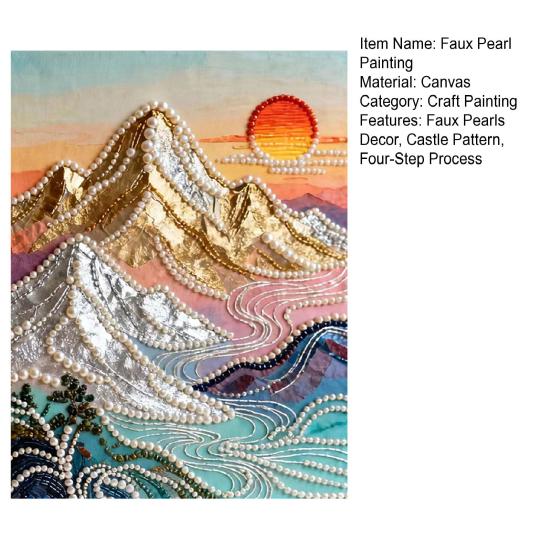 DIY Faux Pearl Painting Kit Castle Sunflower Pattern 3D Imitation Pearl Art Craft Home Wall Decoration Kit