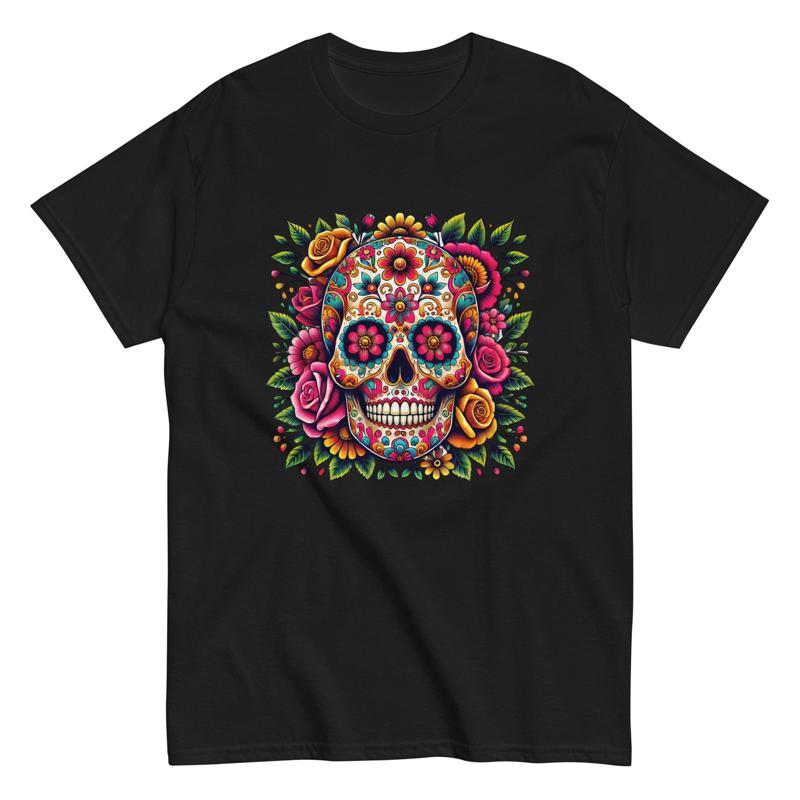 Sugar Skull Floral Design T-shirt L