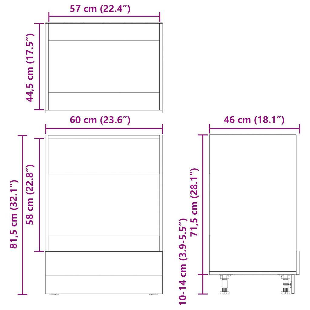 vidaXL Ofenschrank Artisan Eiche 60x46x81,5 Cm Holzwerkstoff