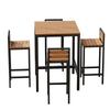 Outdoor Wood-Plastic Waterproof Bar Table & Chairs Set - High-Legged, Wall-Leaning Design for Balcony or Coffee Shop