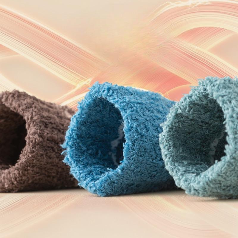 Autumn and Winter Men's Coral Fleece Tie-dyed Floor Socks, Men's Home Thickened Warm Mid-calf Socks, Casual Men's Socks