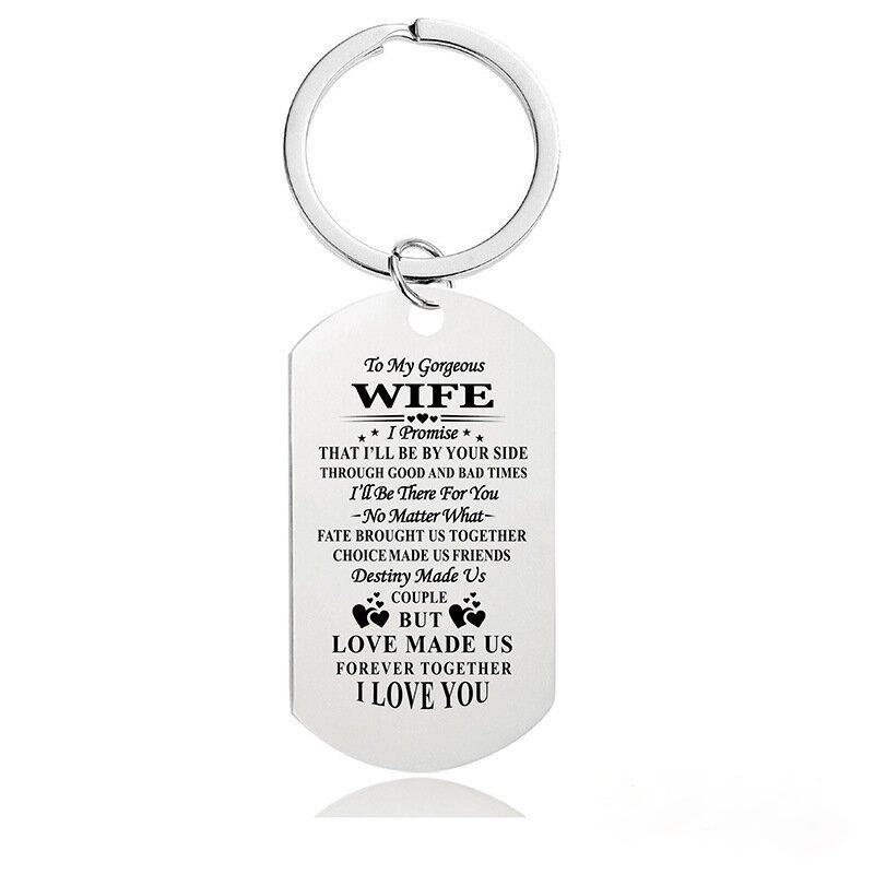 

Stainless Steel Gift Couple Valentines Day Gift Metal Keychain Stainless Steel Keychain for Mothers Day and Fathers Day Backpack Bag Pendant 2.8*4.9CM