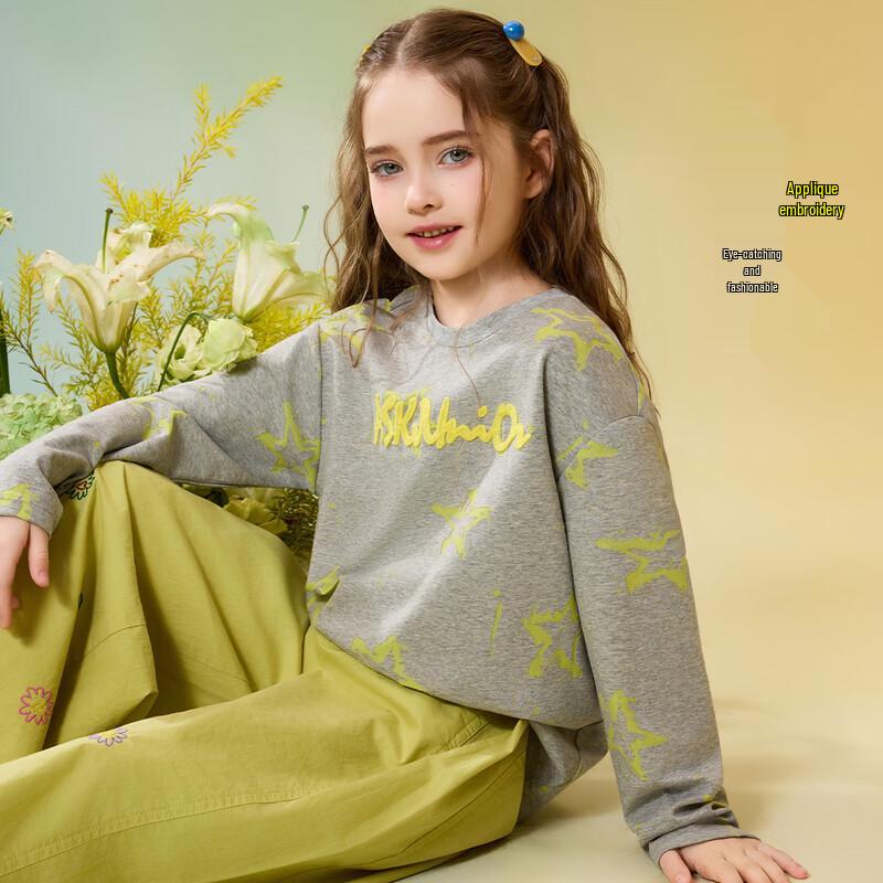 ASK JUNIOR Girls  Spring Printed Long-Sleeve T-Shirt M