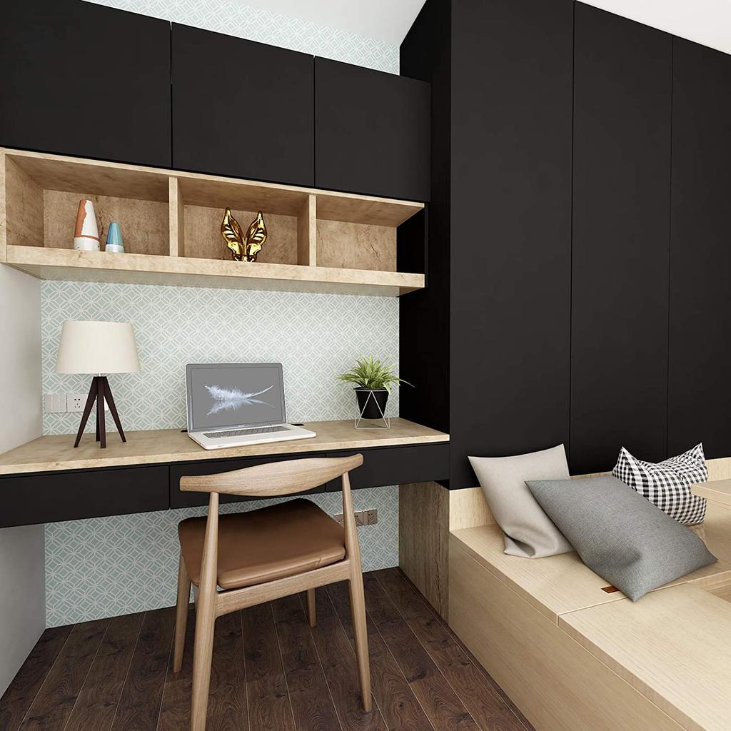 50cm Width Waterpoof Matte Wallpaper Black Vinyl Self-Adhesive Stickers for Wall Furniture Livingroom Contact Paper Home Decor