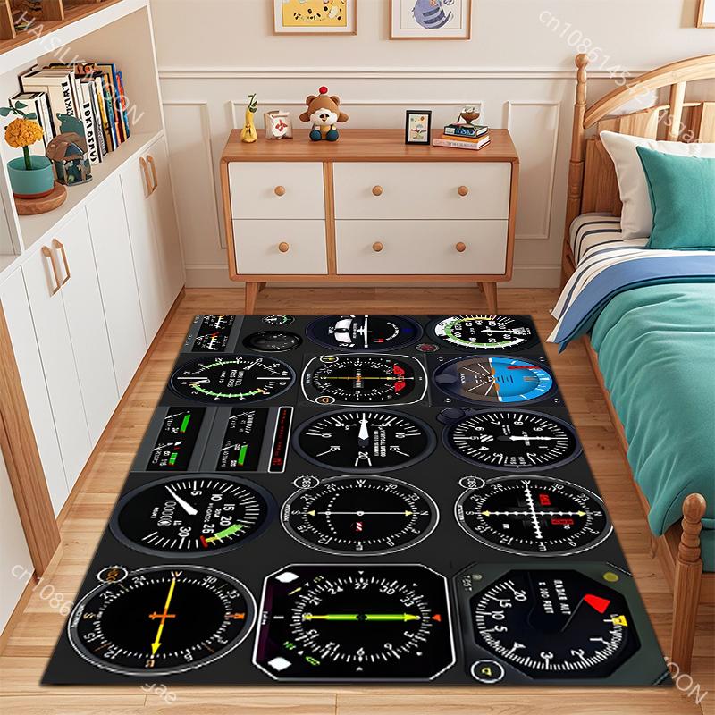 1PC Aircraft Instrument Panel Pattern Carpet for Living Room Bedroom Sofa Home Decor Non-slip Floor Mat Large Size Multi Size