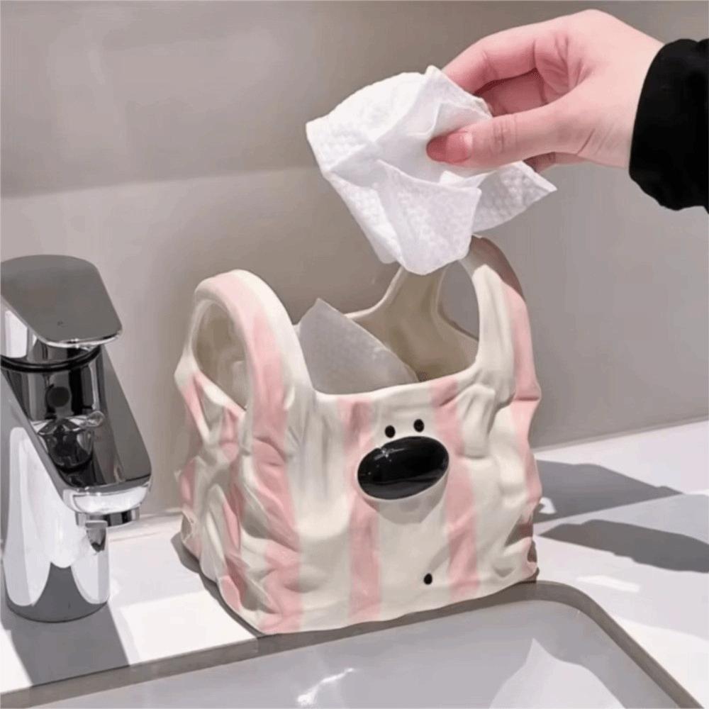 Estuche de Cerámica Estilo Bolso Portadocumentos de Escritorio con Forma de Cachorro Organizador de Escritorio