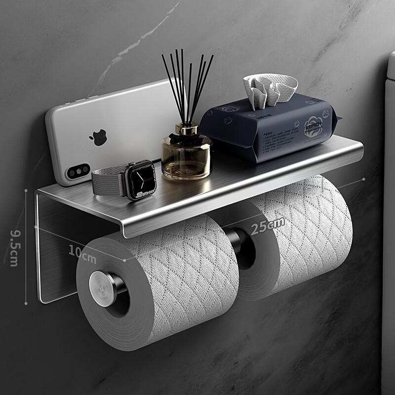 Shixun 304 Stainless Steel Bathroom Shelf with Double Paper Holder