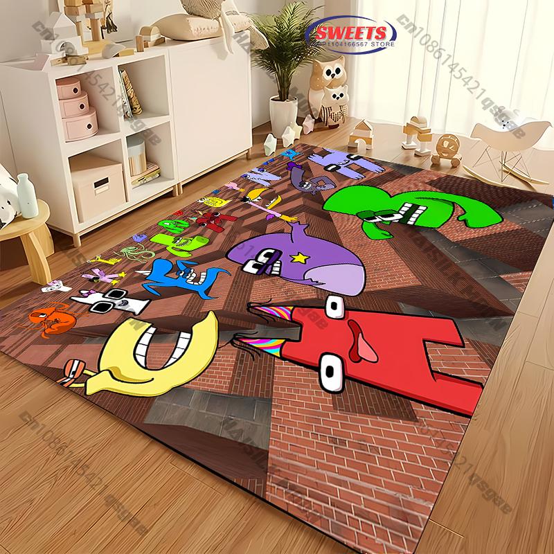Children's Fun Puzzle Early Education English Alphabet Carpet Cute Monster Alphabet LivingRoom Bedroom Kids Room Mat  Decor Rugs