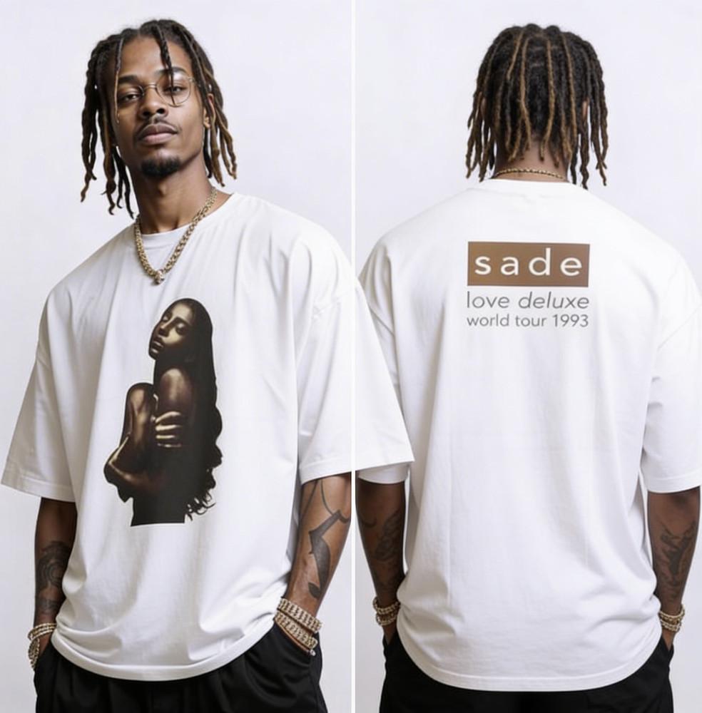 

Sade Love Deluxe World Tour tshirt 2 side White T shirt short sleeve Unisex T-Shirt XXL