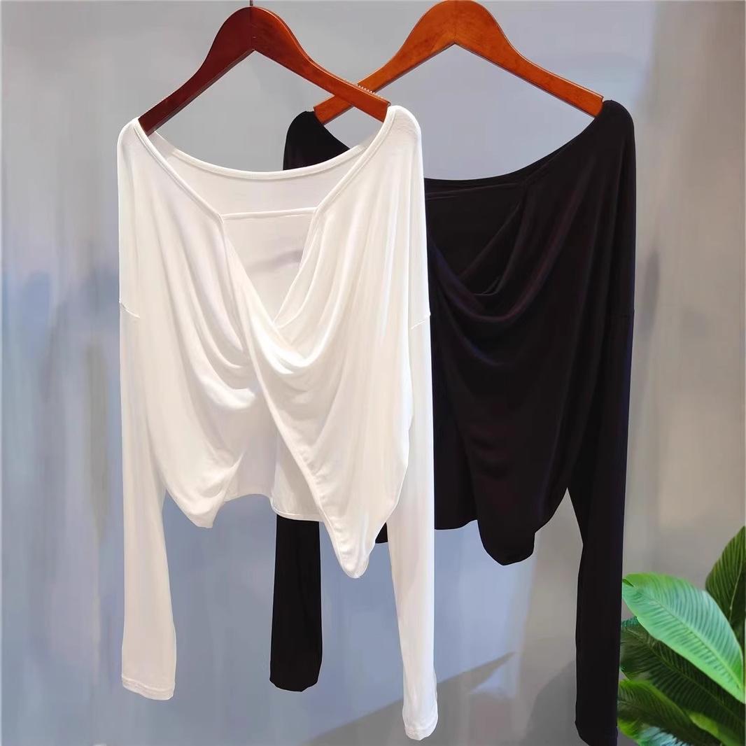 

Шикарный сексуальный женский летний топ с открытой спиной и длинными рукавами для защиты от солнца - Модный, свободный и стильный накидка Extra Large чёрный