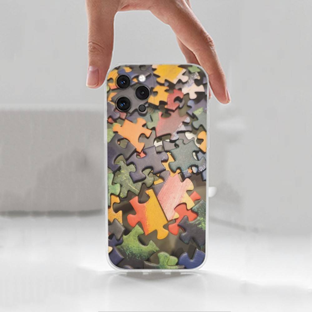 Art Interesting Puzzle Case For iPhone 17,11,12,13,16,14,15,Pro,Max,Plus,X,XS,XR,SE,Mini Transparent Soft Silicone