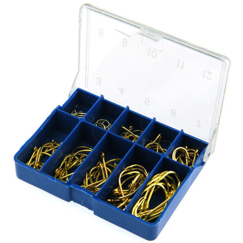 100Pcs #3-#12 Silver Black Gold Freshwater Fishing Hooks Carbon Steel Carp Fishhooks Barbed Hooks Kit Fishing Tackle Accessories