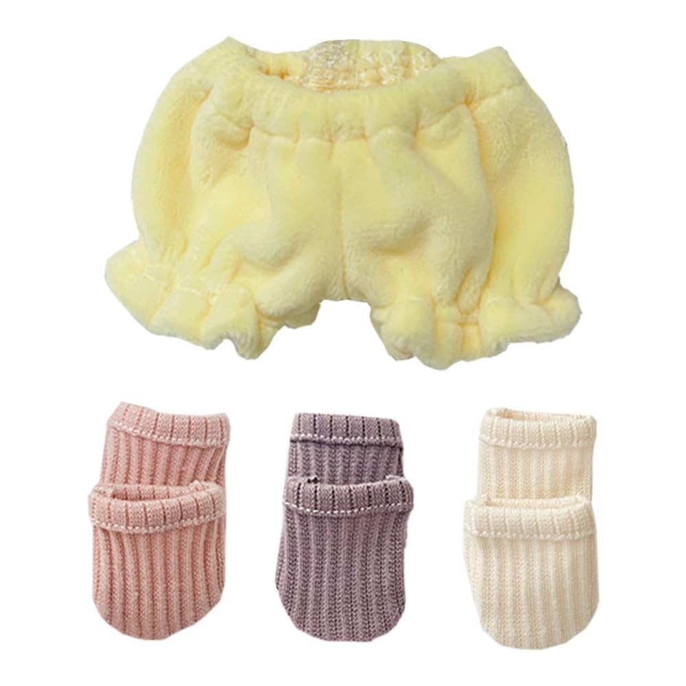 

niannyyhouse 15cm & 20cm Plush Clothes, Shorts, Soft Bottoms, Ribbed Knit Socks, Cotton Doll Accessories, Dress-Up (A4, 20cm)